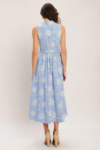 SUMMER SKETCH FLORA WOVEN MIDI DRESS Flying Tomato