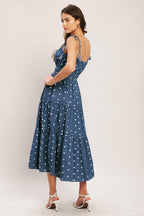 NAUTICAL DOT DENIM MIDI DRESS Flying Tomato