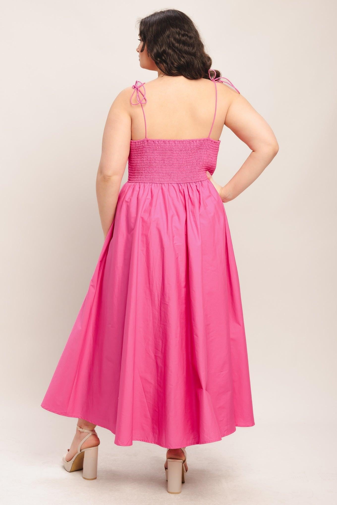 PRETTY IN PINK WOVEN MIDI DRESS Flying Tomato