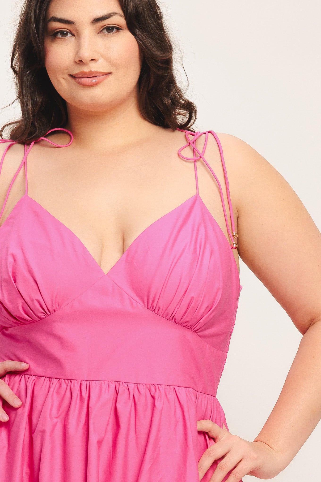 PRETTY IN PINK WOVEN MIDI DRESS Flying Tomato