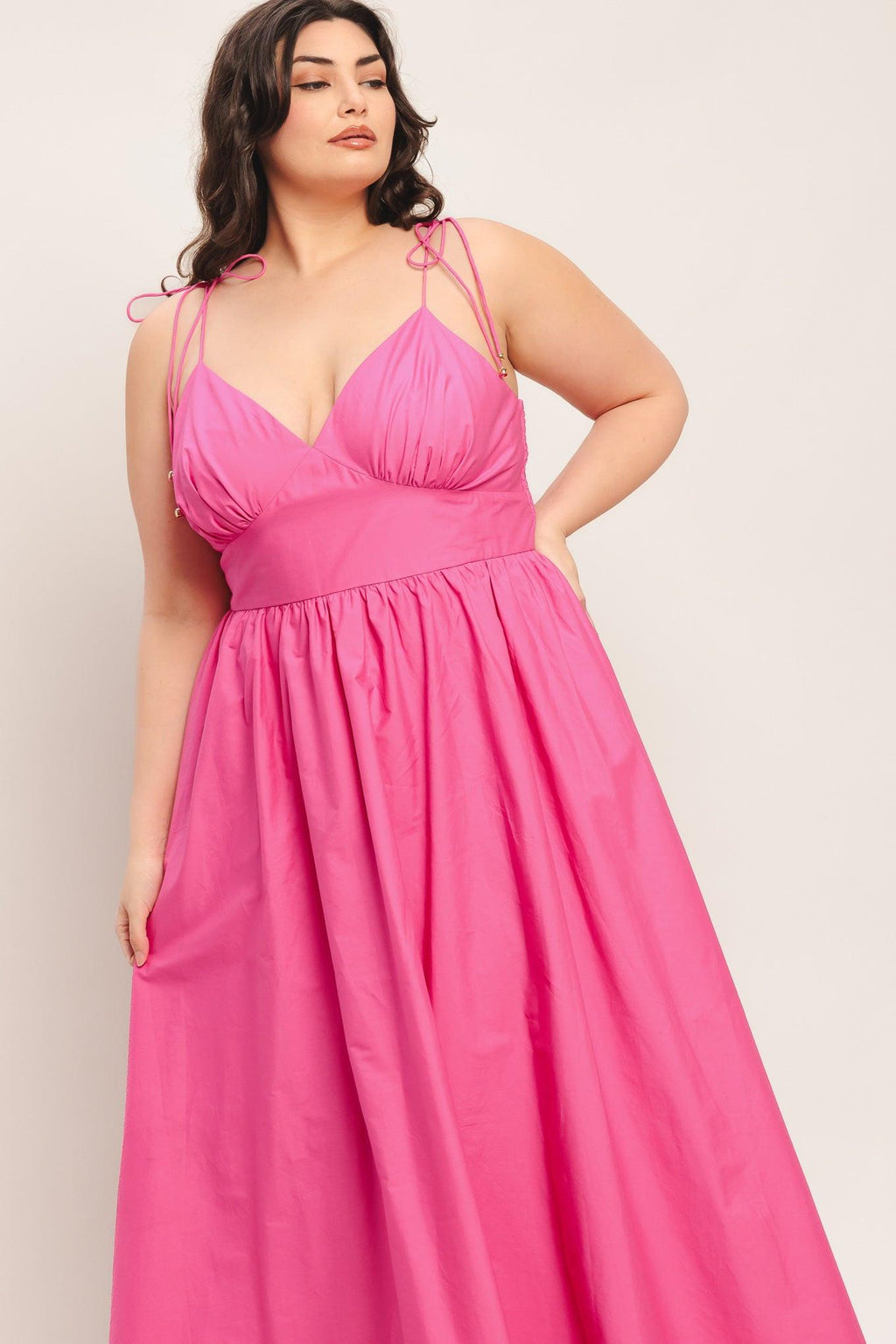 PRETTY IN PINK WOVEN MIDI DRESS Flying Tomato