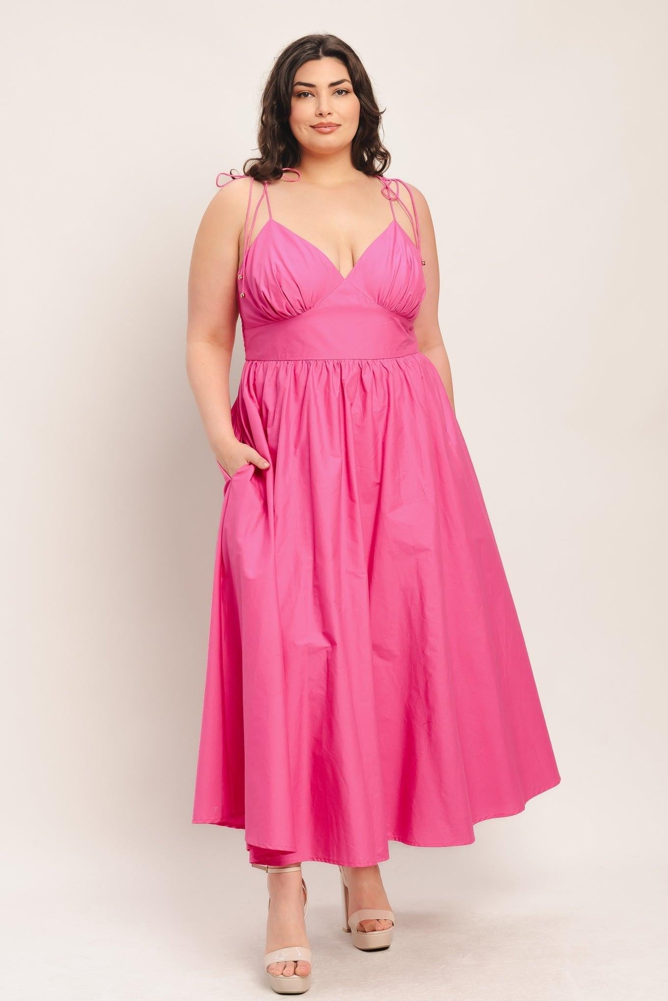 PRETTY IN PINK WOVEN MIDI DRESS Flying Tomato