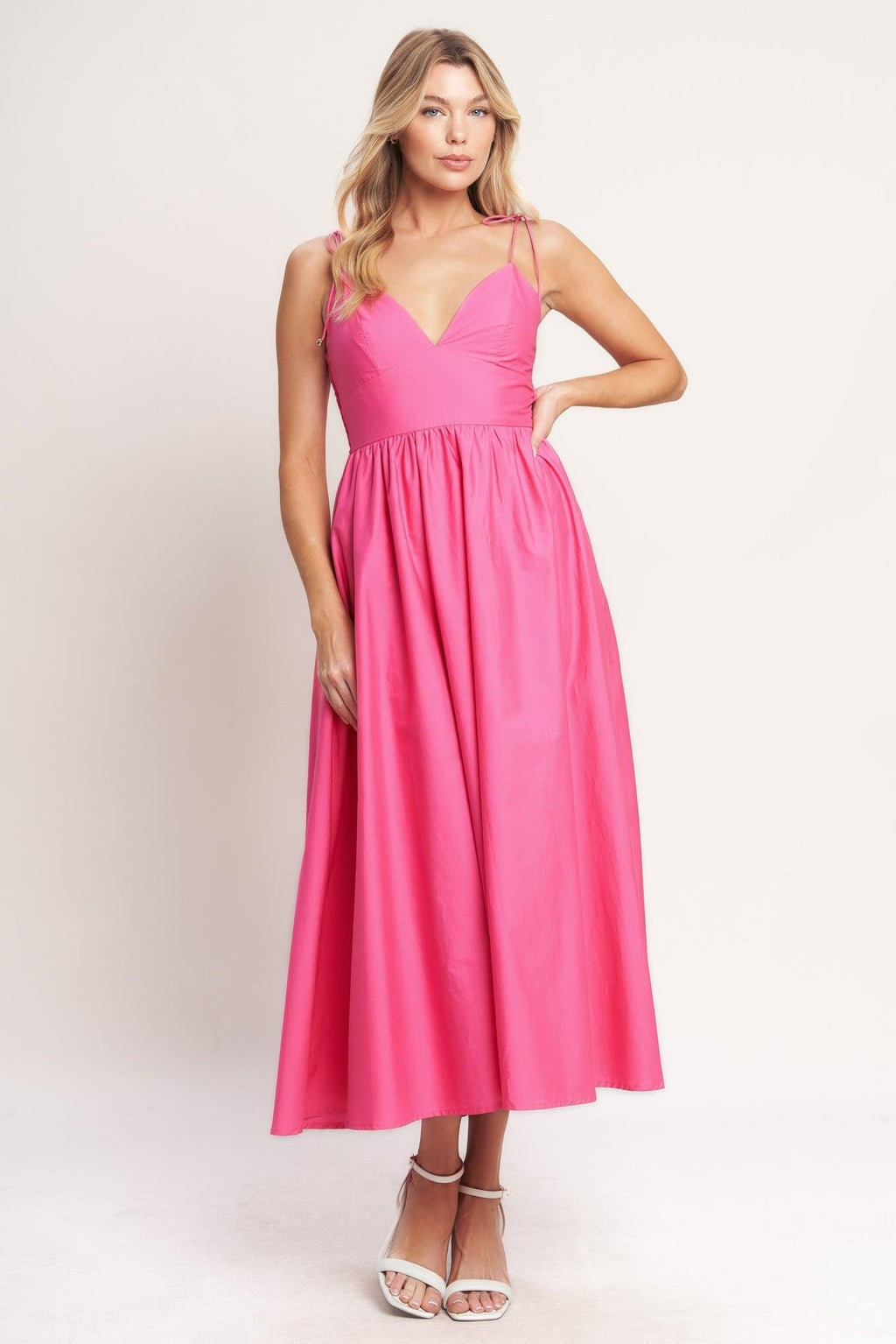 PRETTY IN PINK WOVEN MIDI DRESS Flying Tomato