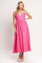 PRETTY IN PINK WOVEN MIDI DRESS Flying Tomato
