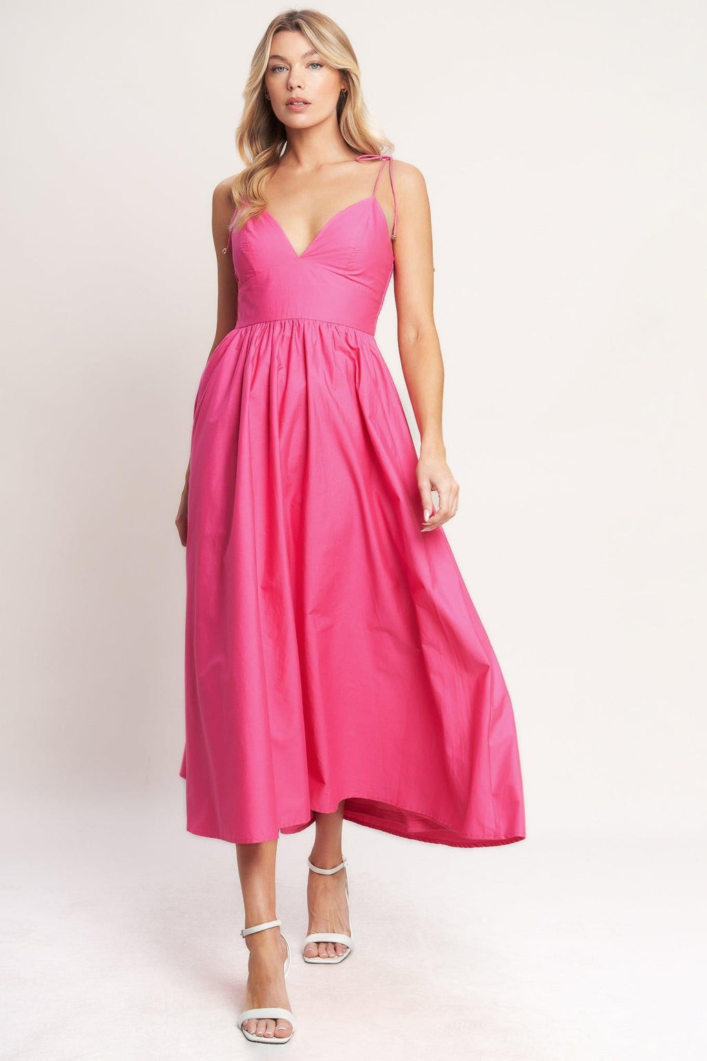 PRETTY IN PINK WOVEN MIDI DRESS Flying Tomato