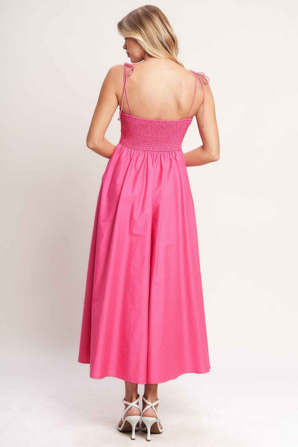 PRETTY IN PINK WOVEN MIDI DRESS Flying Tomato