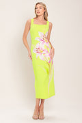 LUSH LIME WOVEN MIDI DRESS Flying Tomato