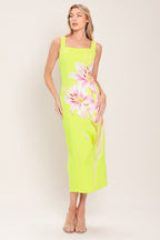 LUSH LIME WOVEN MIDI DRESS Flying Tomato