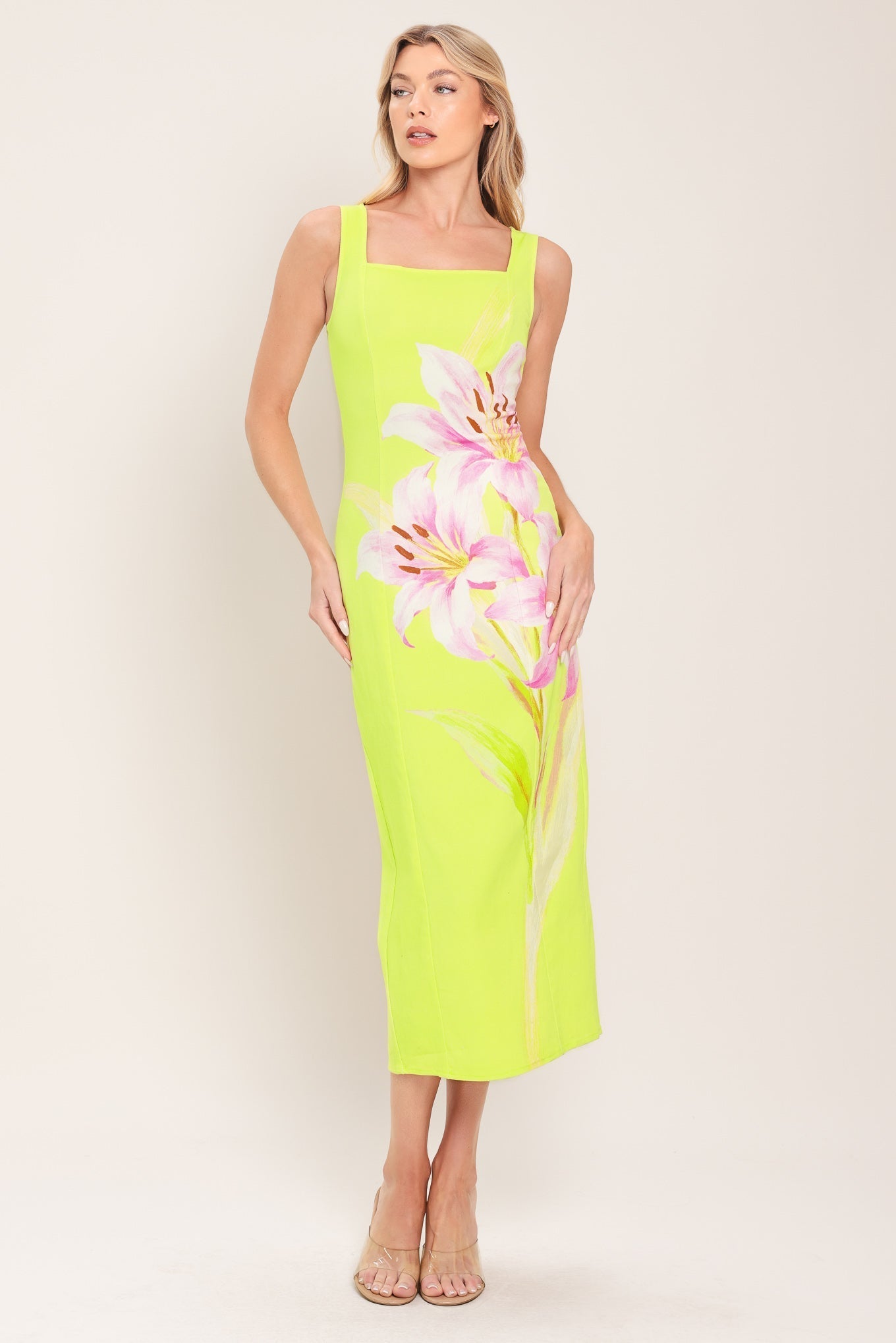 LUSH LIME WOVEN MIDI DRESS Flying Tomato