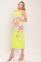 LUSH LIME WOVEN MIDI DRESS Flying Tomato