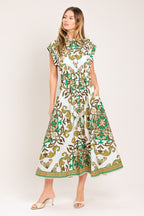 EMERALD ORNATE WOVEN MIDI SHIRT DRESS Flying Tomato