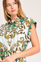 EMERALD ORNATE WOVEN MIDI SHIRT DRESS Flying Tomato