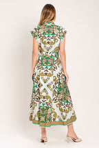 EMERALD ORNATE WOVEN MIDI SHIRT DRESS Flying Tomato