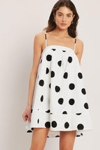 RUNWAY POLKA WOVEN MINI DRESS Flying Tomato