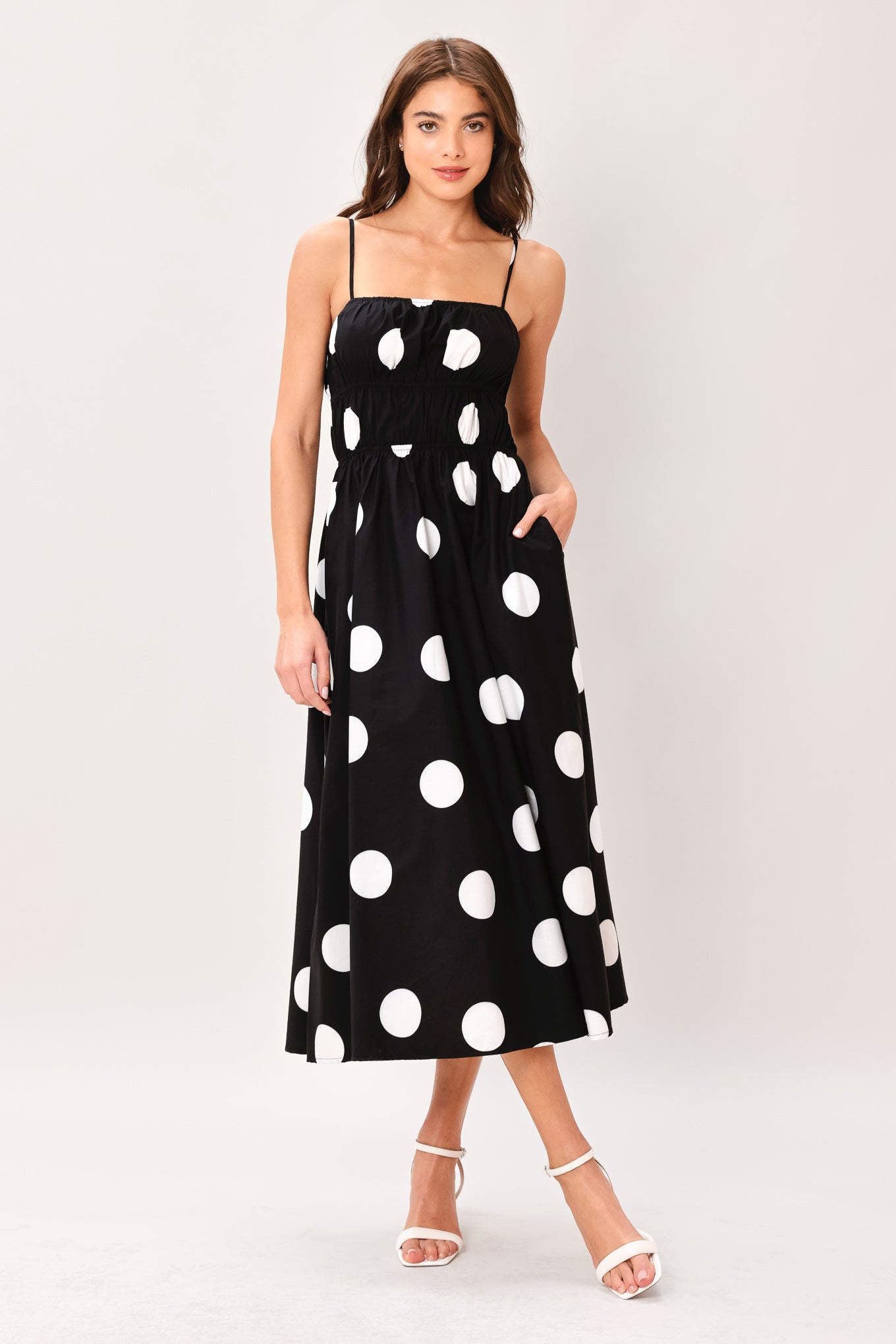 DOT THEORY WOVEN MIDI DRESS Flying Tomato