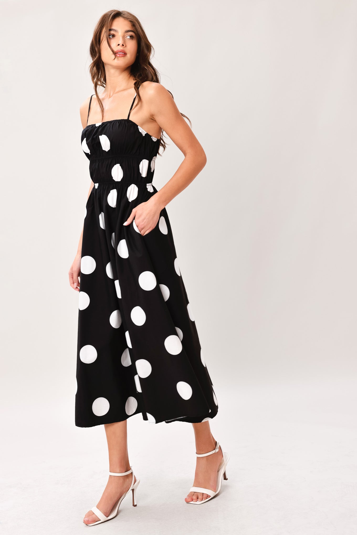DOT THEORY WOVEN MIDI DRESS Flying Tomato