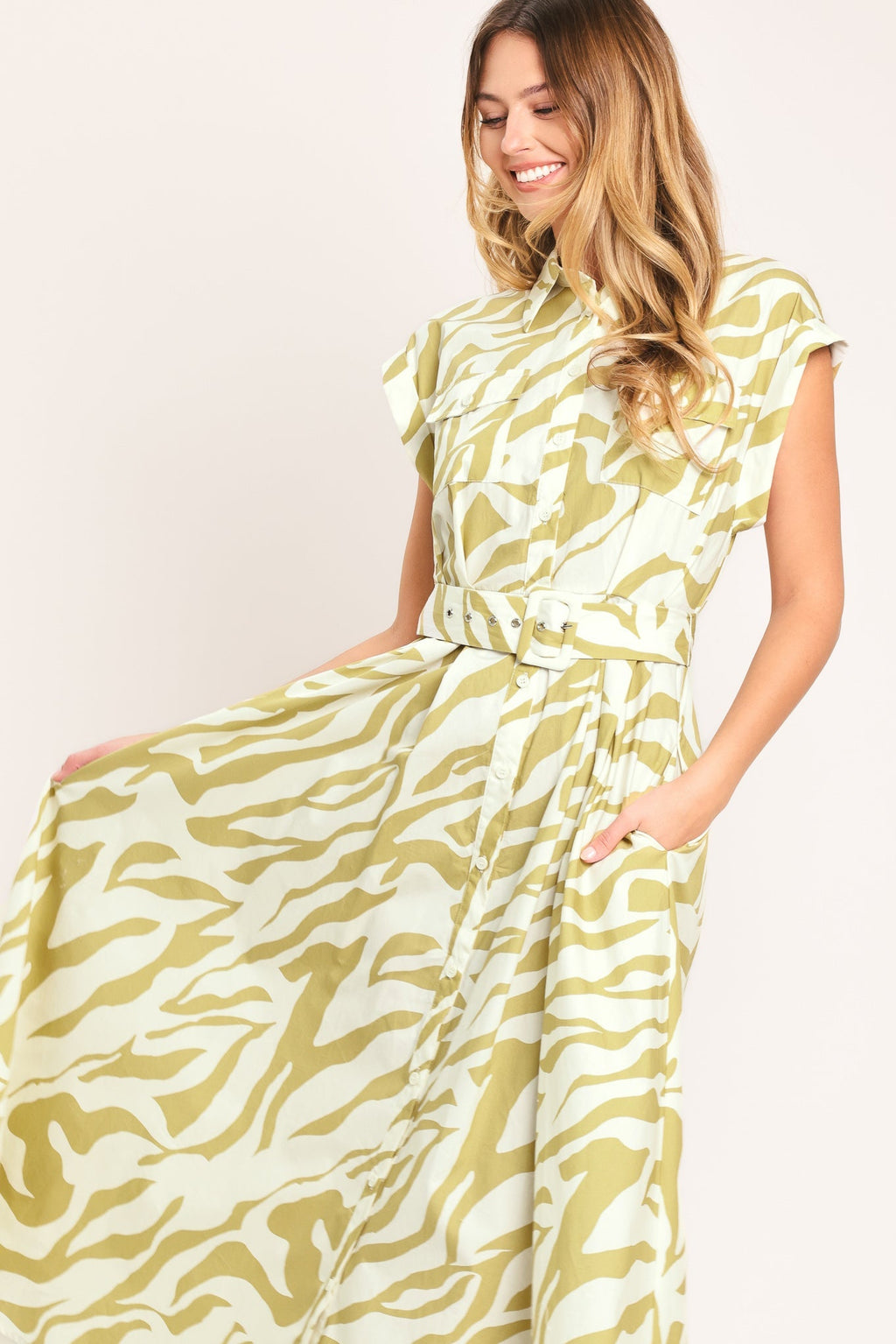 SOFT ZEBRA WOVEN MIDI SHIRT DRESS Flying Tomato