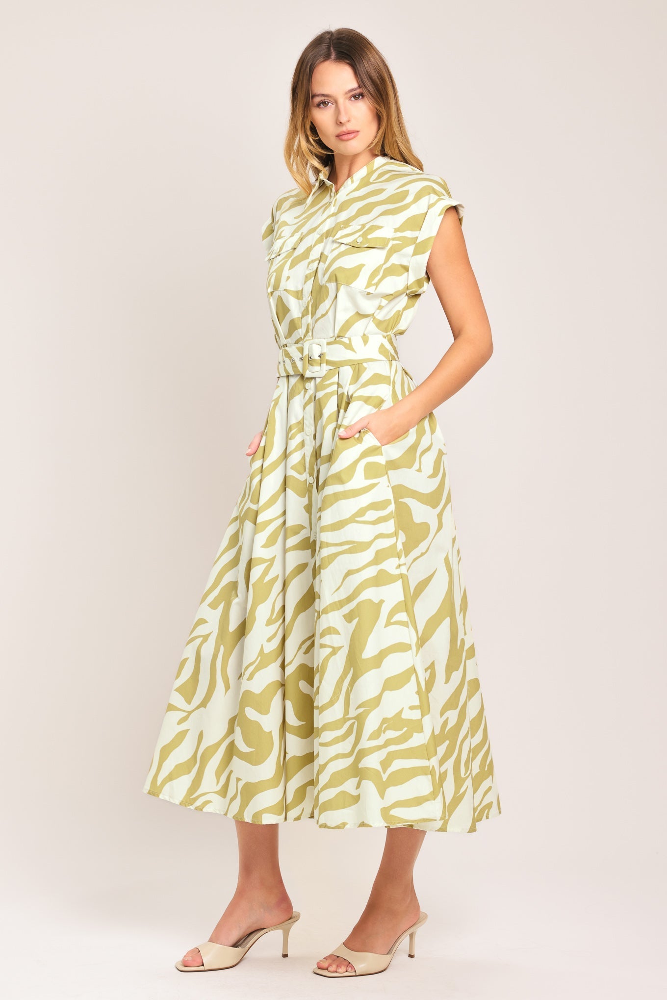 SOFT ZEBRA WOVEN MIDI SHIRT DRESS Flying Tomato