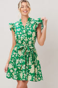 EMERALD BLOOM WOVEN MINI DRESS Flying Tomato