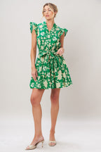 EMERALD BLOOM WOVEN MINI DRESS Flying Tomato