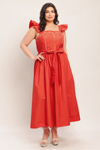 SUNSET ROMANCE WOVEN MIDI DRESS Flying Tomato