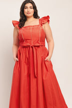 SUNSET ROMANCE WOVEN MIDI DRESS Flying Tomato