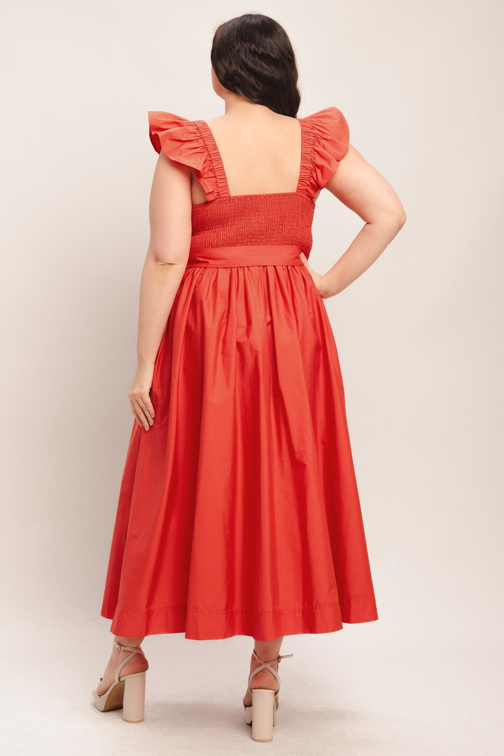 SUNSET ROMANCE WOVEN MIDI DRESS Flying Tomato