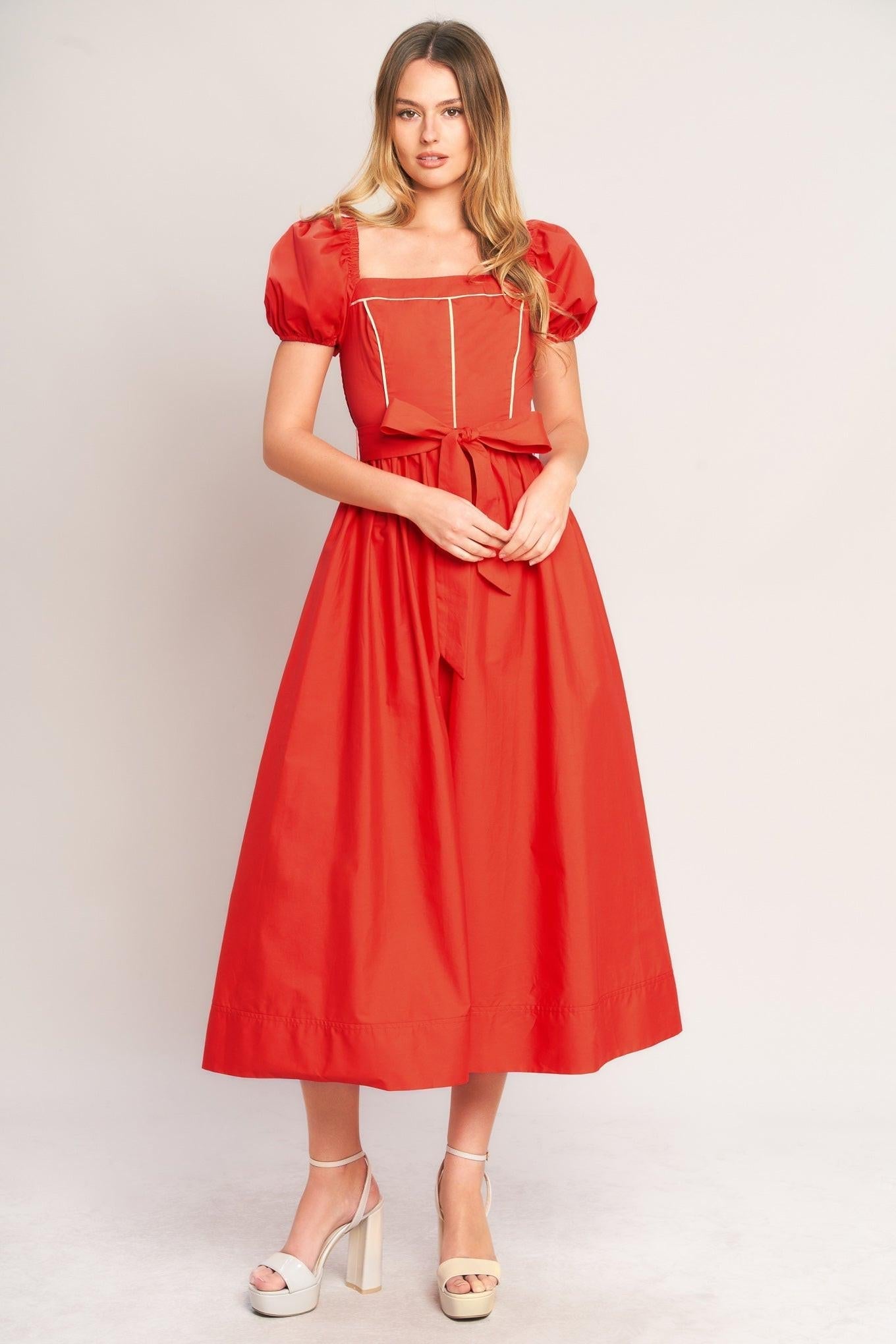 SUNSET ROMANCE WOVEN MIDI DRESS Flying Tomato