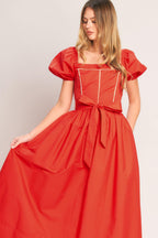 SUNSET ROMANCE WOVEN MIDI DRESS Flying Tomato