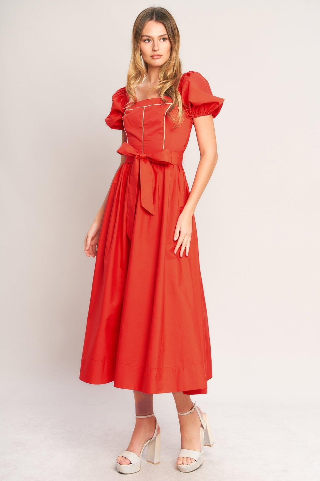 SUNSET ROMANCE WOVEN MIDI DRESS Flying Tomato