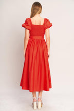 SUNSET ROMANCE WOVEN MIDI DRESS Flying Tomato