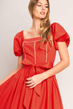SUNSET ROMANCE WOVEN MIDI DRESS Flying Tomato