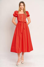 SUNSET ROMANCE WOVEN MIDI DRESS Flying Tomato