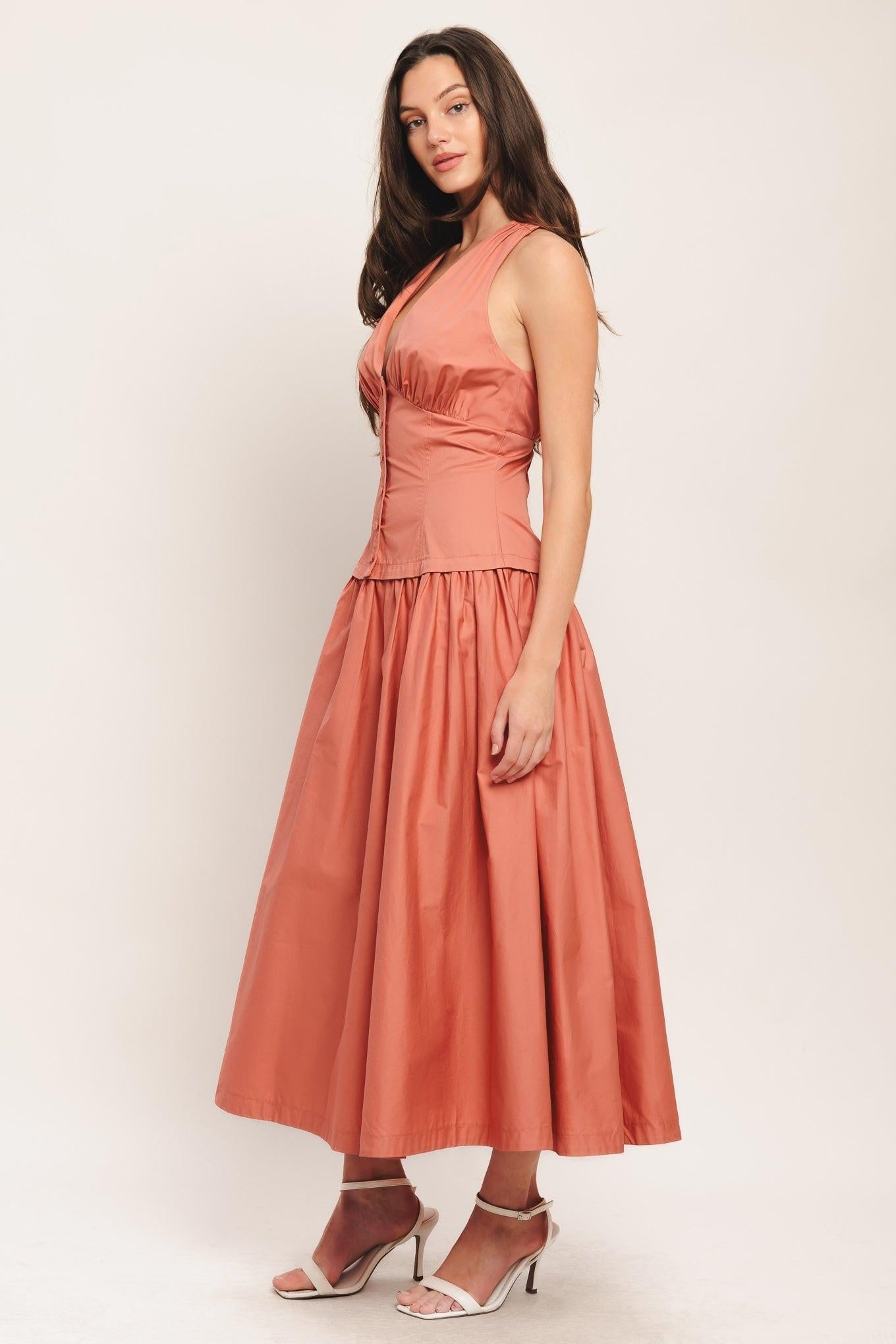 SUNSET MUSE WOVEN MIDI DRESS Flying Tomato