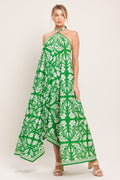 EMERALD BLOOM WOVEN MIDI SCARF DRESS Flying Tomato