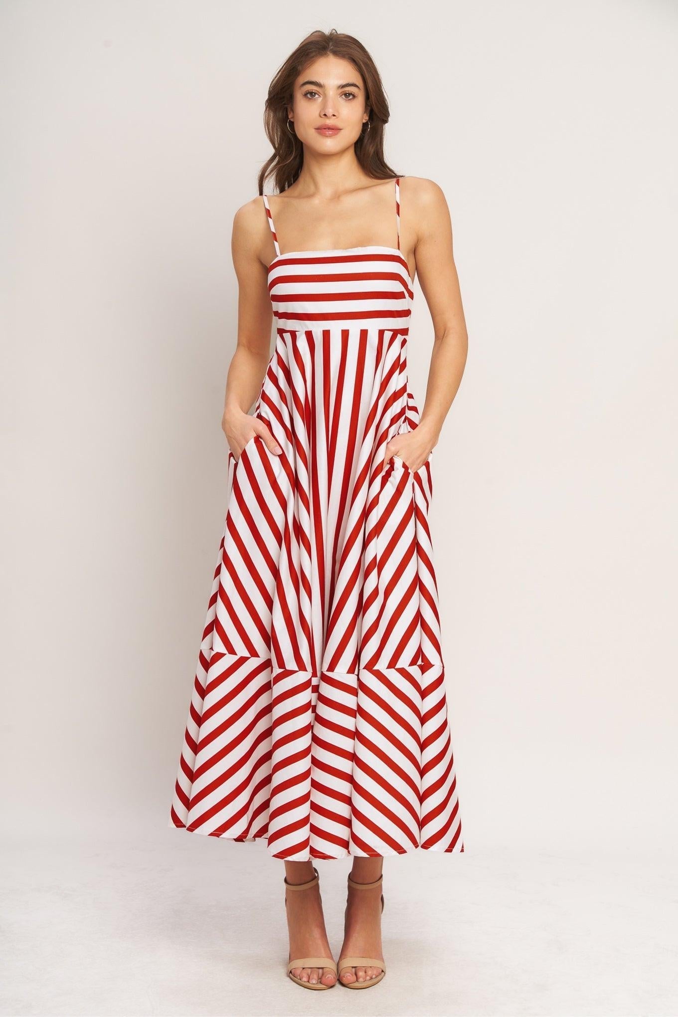 SUNNY DAY STRIPE WOVEN ANKLE DRESS Flying Tomato