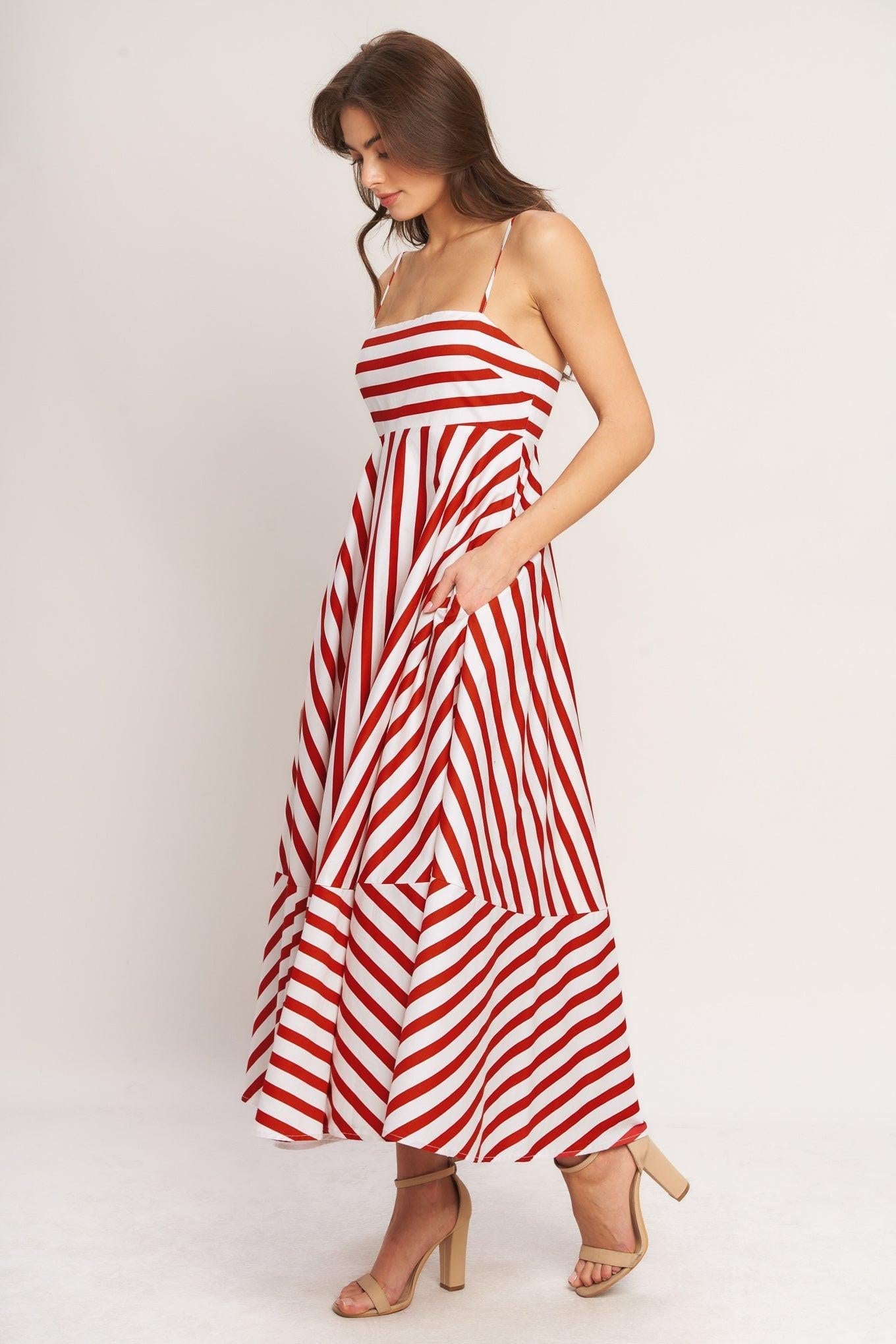SUNNY DAY STRIPE WOVEN ANKLE DRESS Flying Tomato