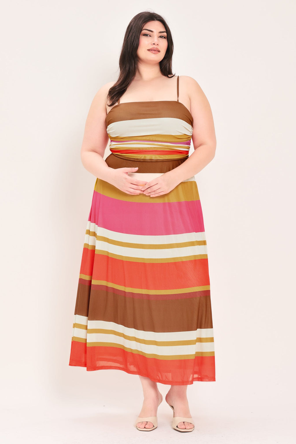 HEAT WAVES POWER MESH MIDI DRESS Flying Tomato