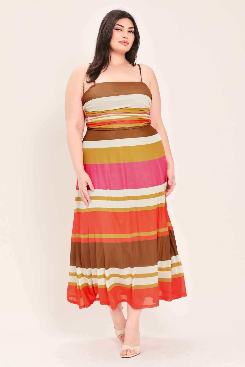 HEAT WAVES POWER MESH MIDI DRESS Flying Tomato