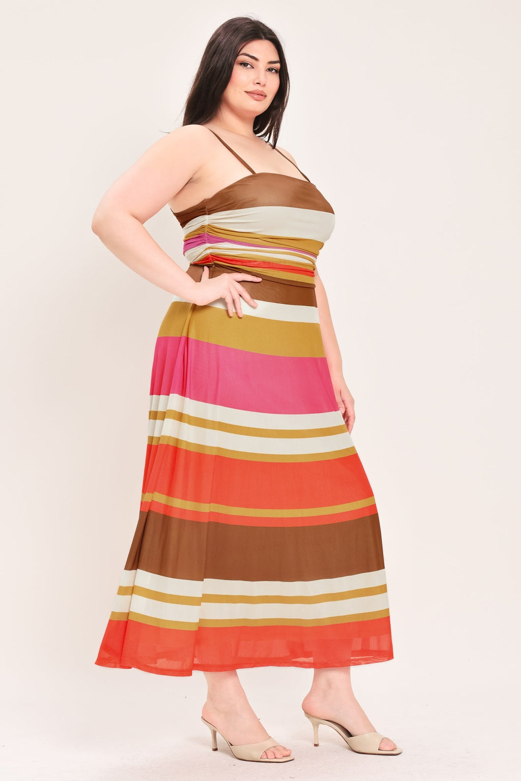 HEAT WAVES POWER MESH MIDI DRESS Flying Tomato