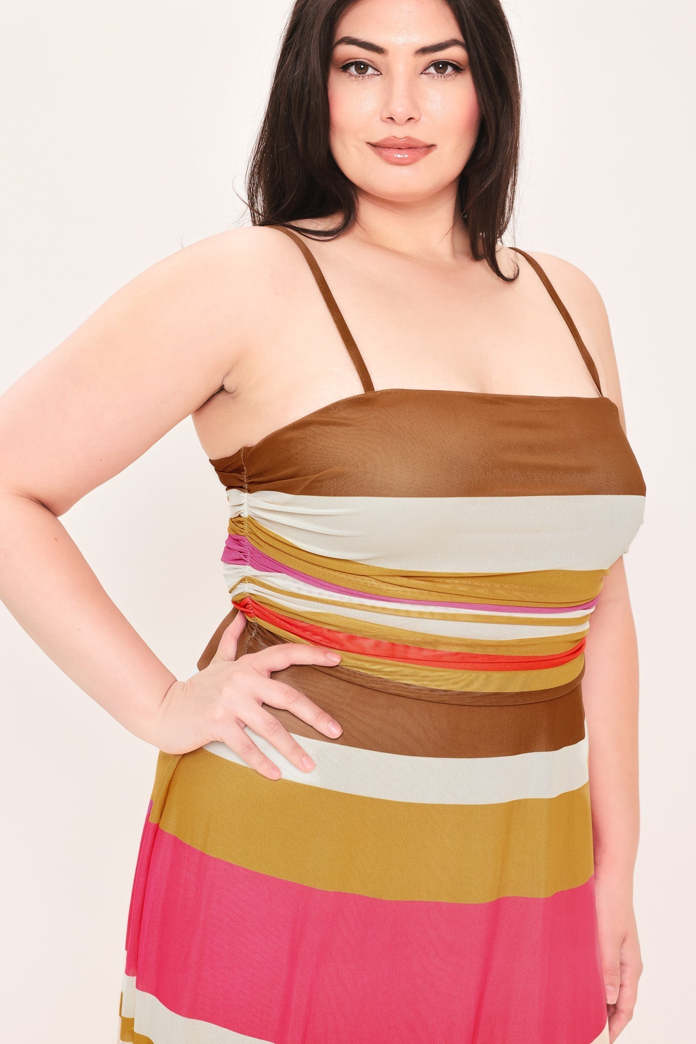 HEAT WAVES POWER MESH MIDI DRESS Flying Tomato
