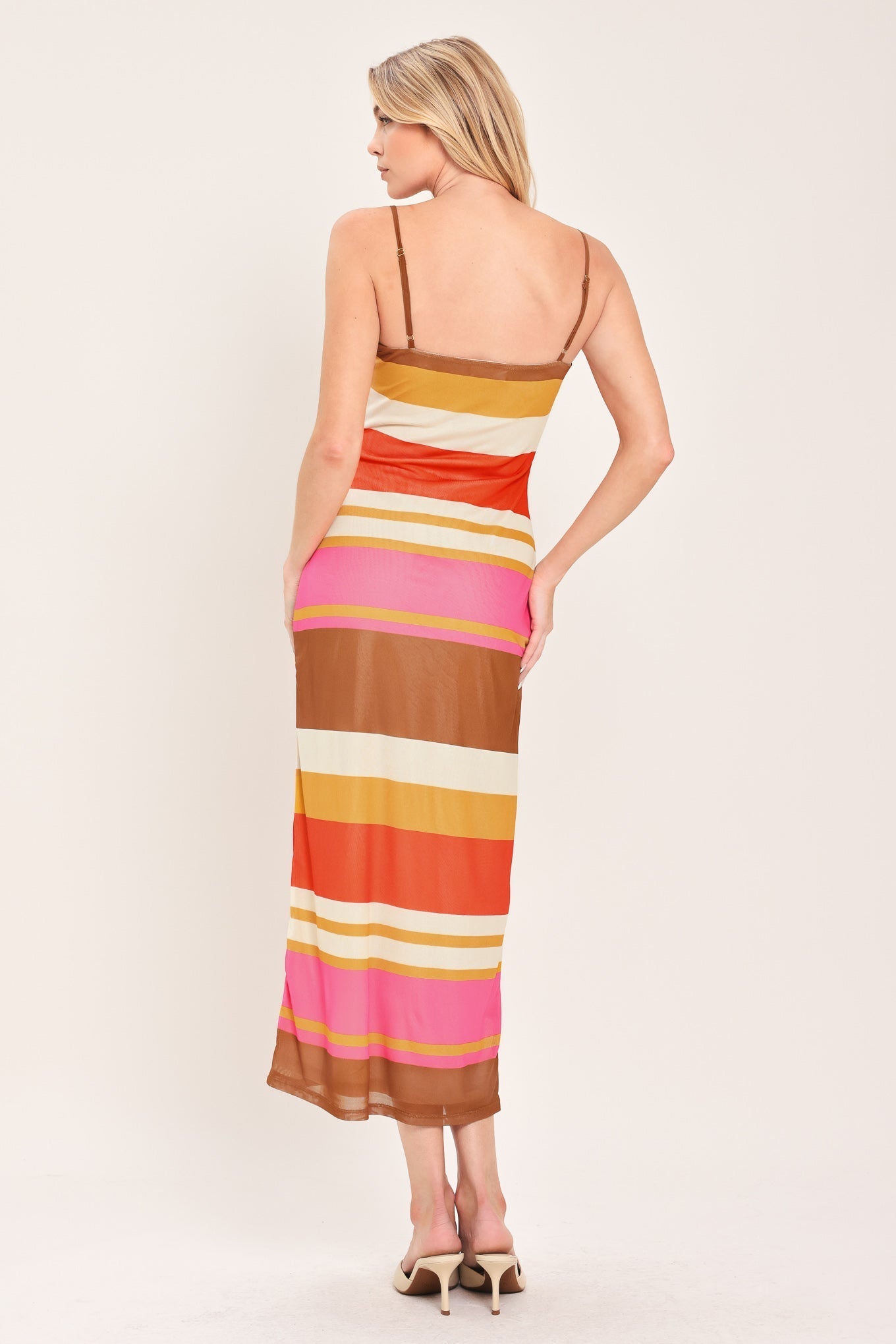 HEAT WAVES POWER MESH MIDI DRESS Flying Tomato