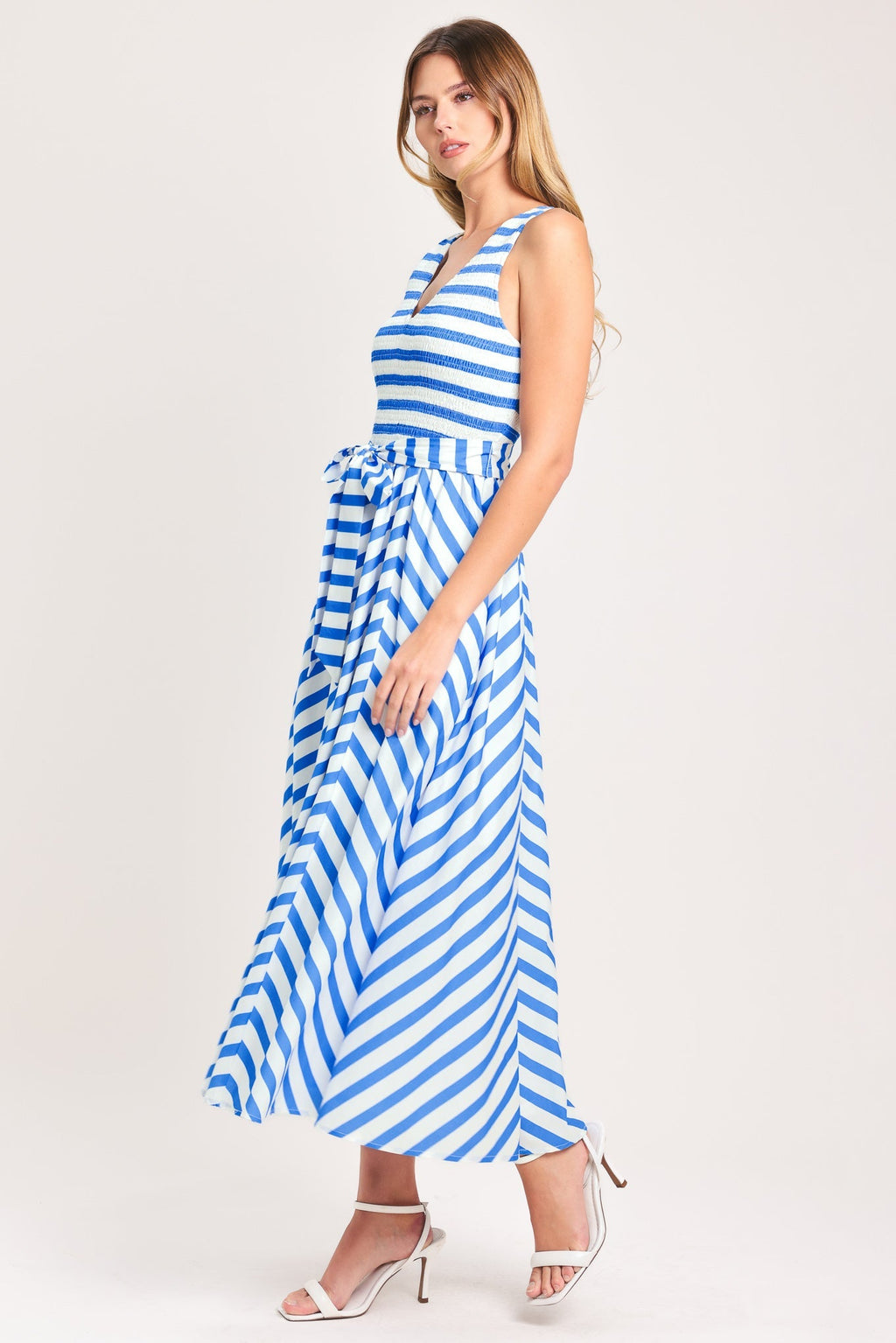 BLUE SERENA WOVEN MIDI DRESS Flying Tomato