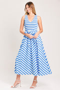 BLUE SERENA WOVEN MIDI DRESS Flying Tomato