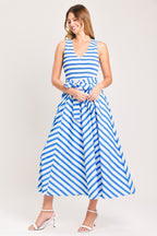 BLUE SERENA WOVEN MIDI DRESS Flying Tomato