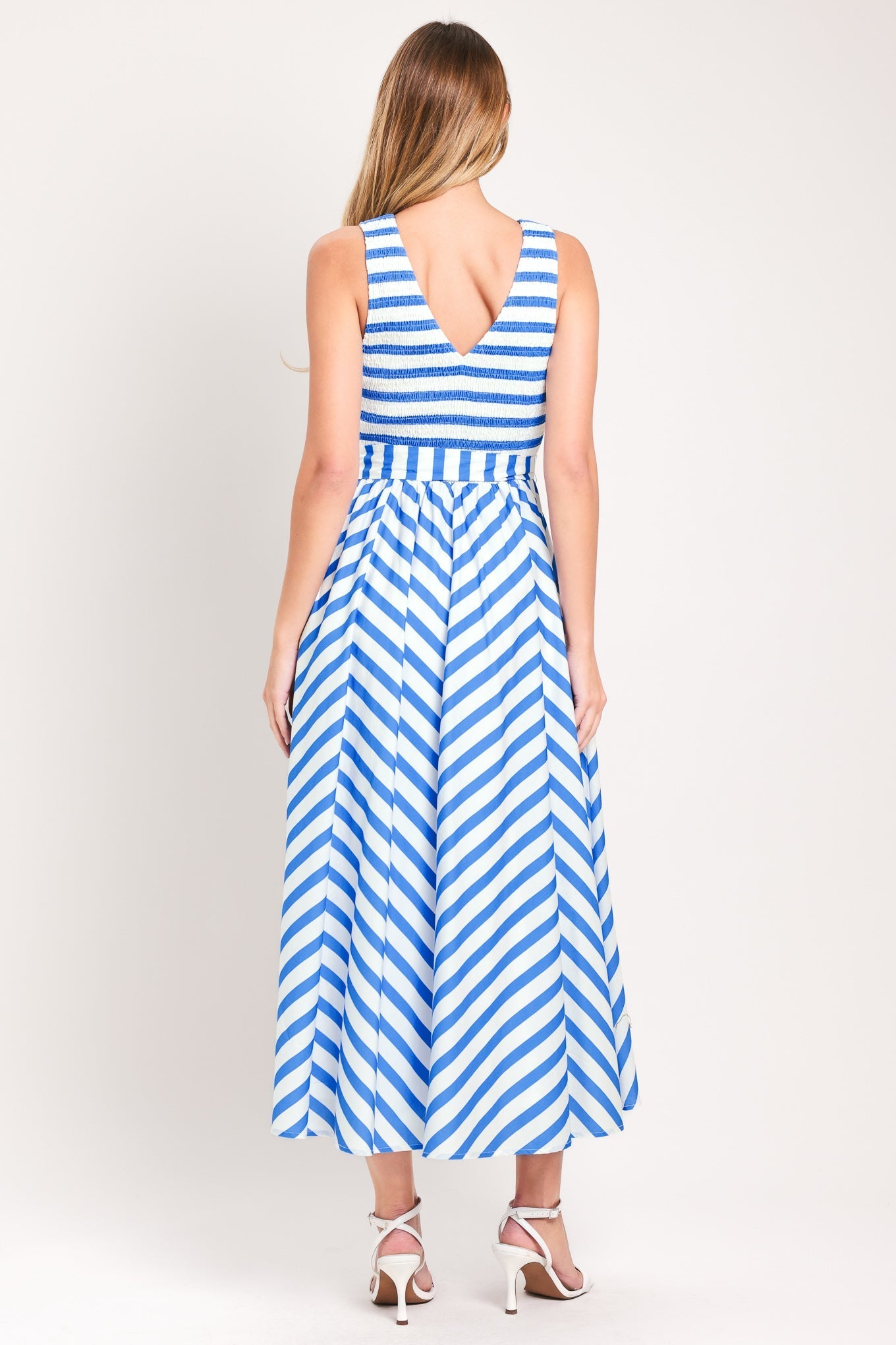 BLUE SERENA WOVEN MIDI DRESS Flying Tomato
