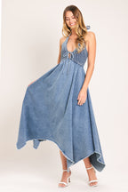 SWEET EMBRACE DENIM MIDI DRESS Flying Tomato