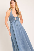 SWEET EMBRACE DENIM MIDI DRESS Flying Tomato