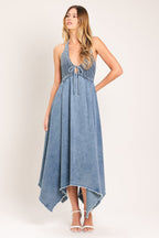 SWEET EMBRACE DENIM MIDI DRESS Flying Tomato