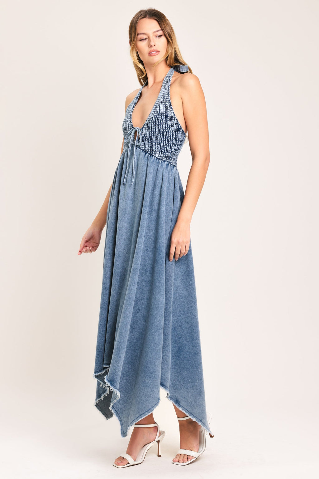 SWEET EMBRACE DENIM MIDI DRESS Flying Tomato